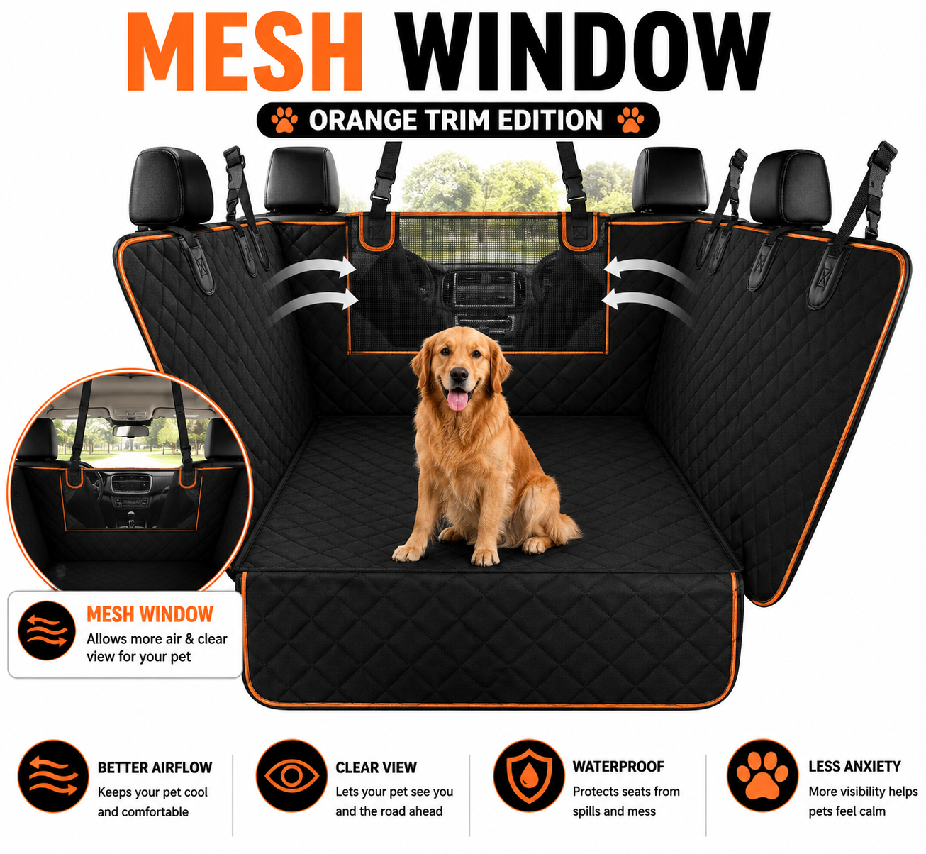 PawLuxe™ Premium Waterproof Dog Car Seat Protector