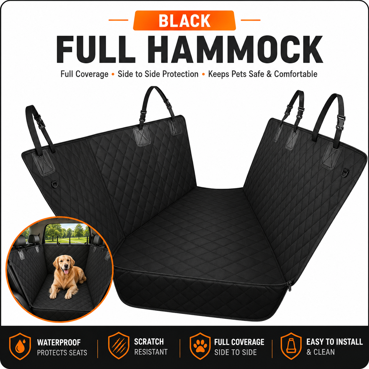 PawLuxe™ Premium Waterproof Dog Car Seat Protector