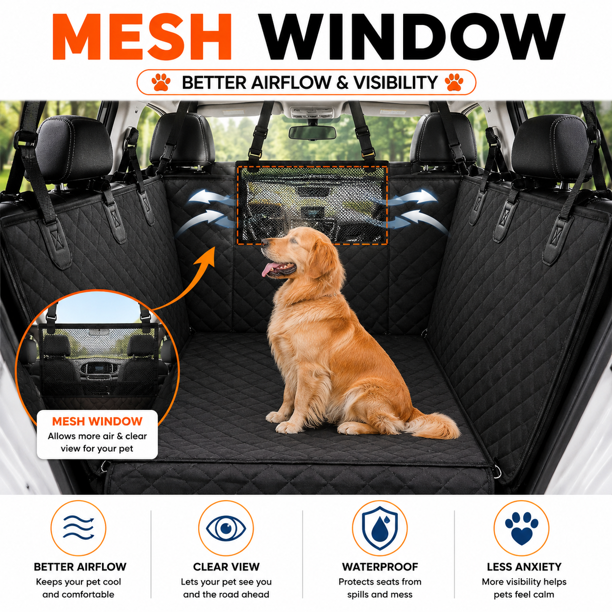 PawLuxe™ Premium Waterproof Dog Car Seat Protector