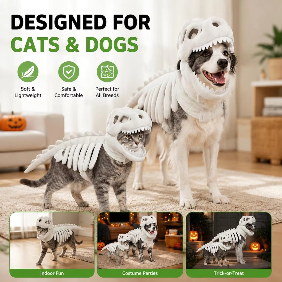 Pawluxe™ Dino-Skeleton Pet Hoodie